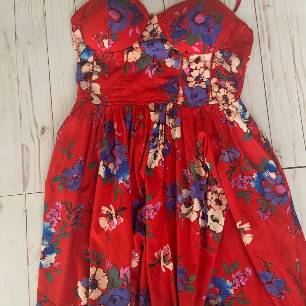 Junior red floral sundress adjustable straps